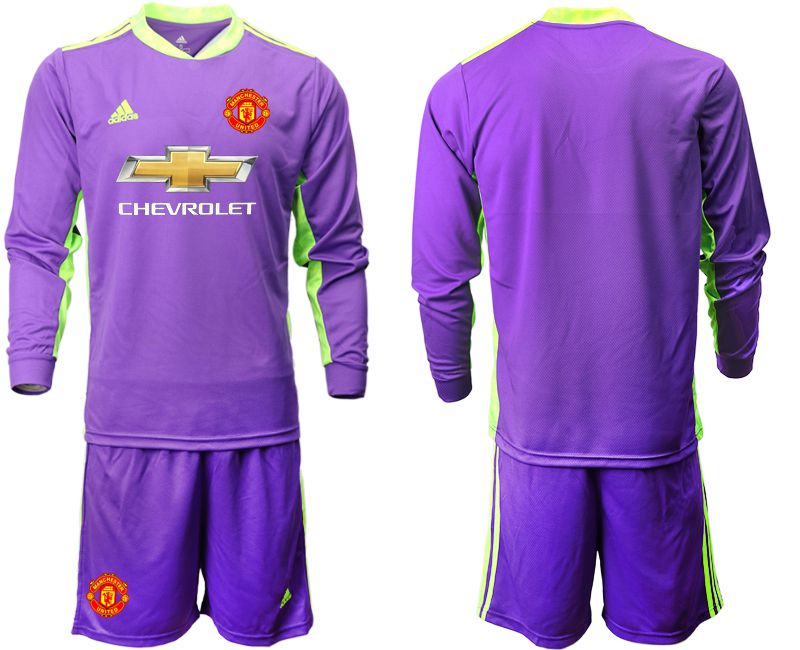 Men 2020-2021 club Manchester United purple long sleeved Goalkeeper Soccer Jerseys